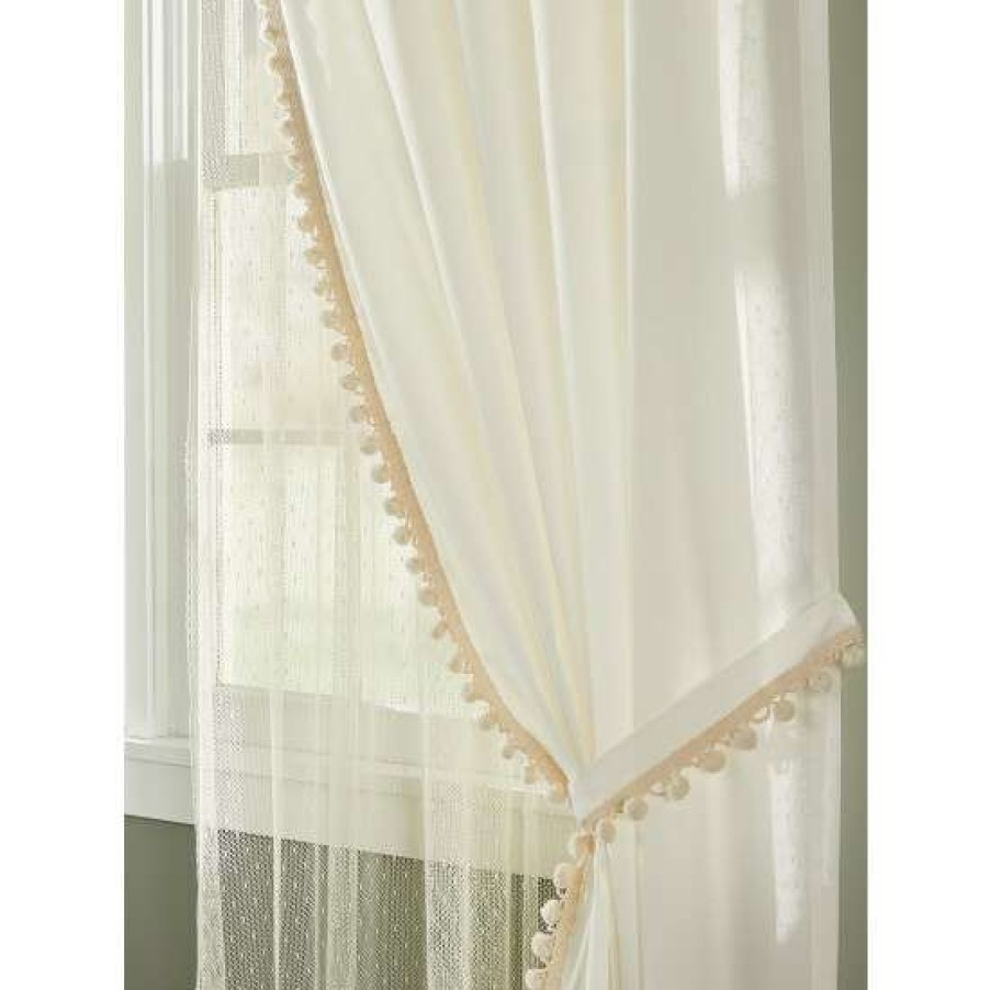 Curtains & Drapes * | New Vermont Country Store Classic Ball Fringe Rod Pocket Curtains