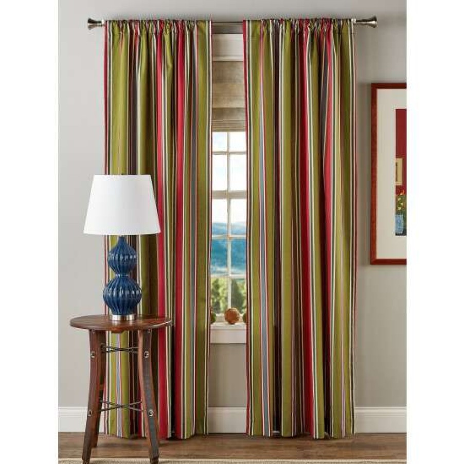 Curtains & Drapes * | Cheap Vermont Country Store Hearthwood Stripe Rod Pocket Curtains