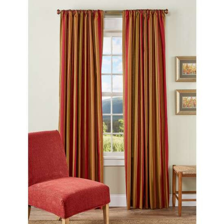 Curtains & Drapes * | Cheap Vermont Country Store Hearthwood Stripe Rod Pocket Curtains