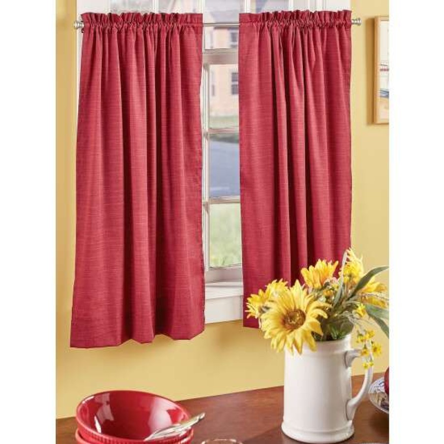 Curtains & Drapes * | Best Deal Vermont Country Store Solid Cotton Duck Rod Pocket Tiers