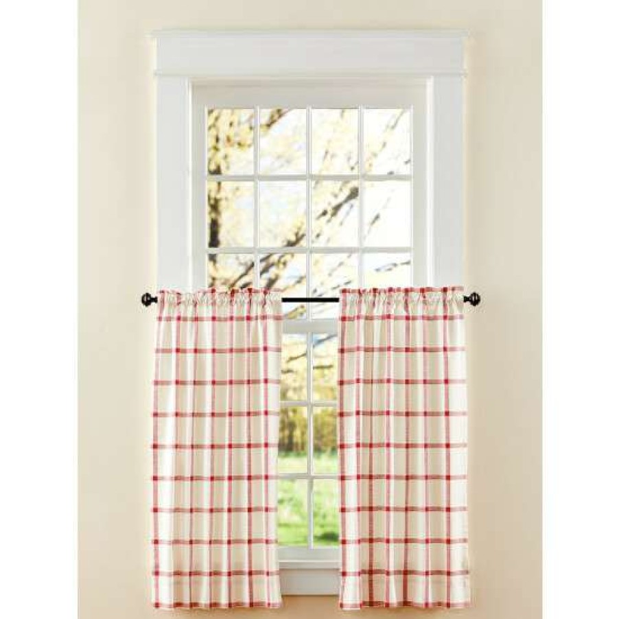 Curtains & Drapes * | Best Reviews Of Vermont Country Store Windowpane Plaid Rod Pocket Tiers