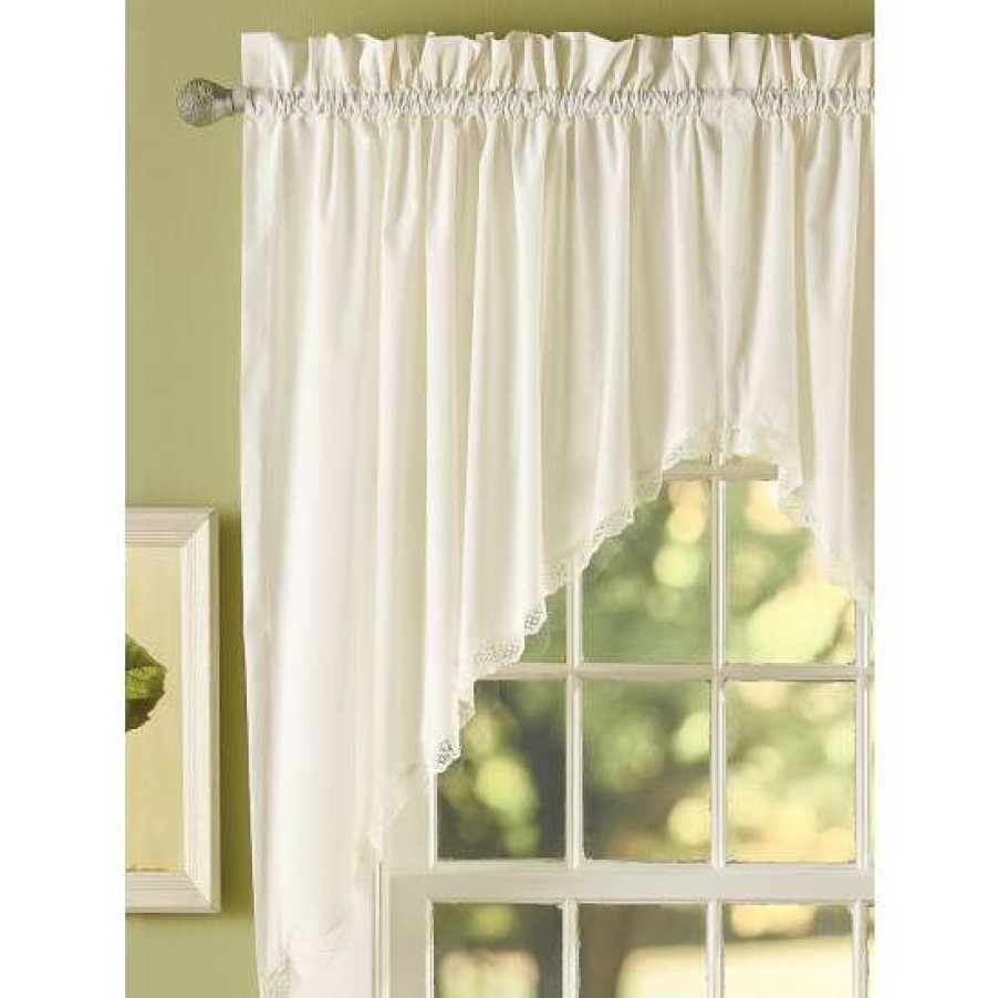 Valances * | Budget Vermont Country Store Jane'S Lace Rod Pocket Swag Pair