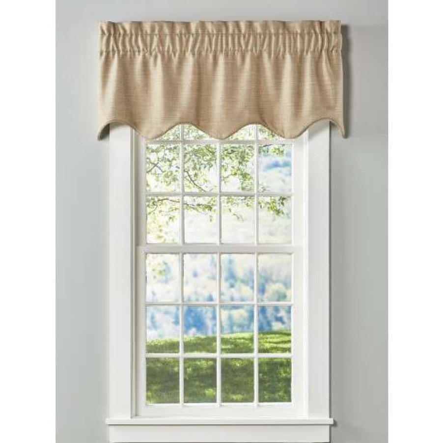 Valances * | Coupon Vermont Country Store Soft Tweed Lined Rod Pocket Scalloped Valance