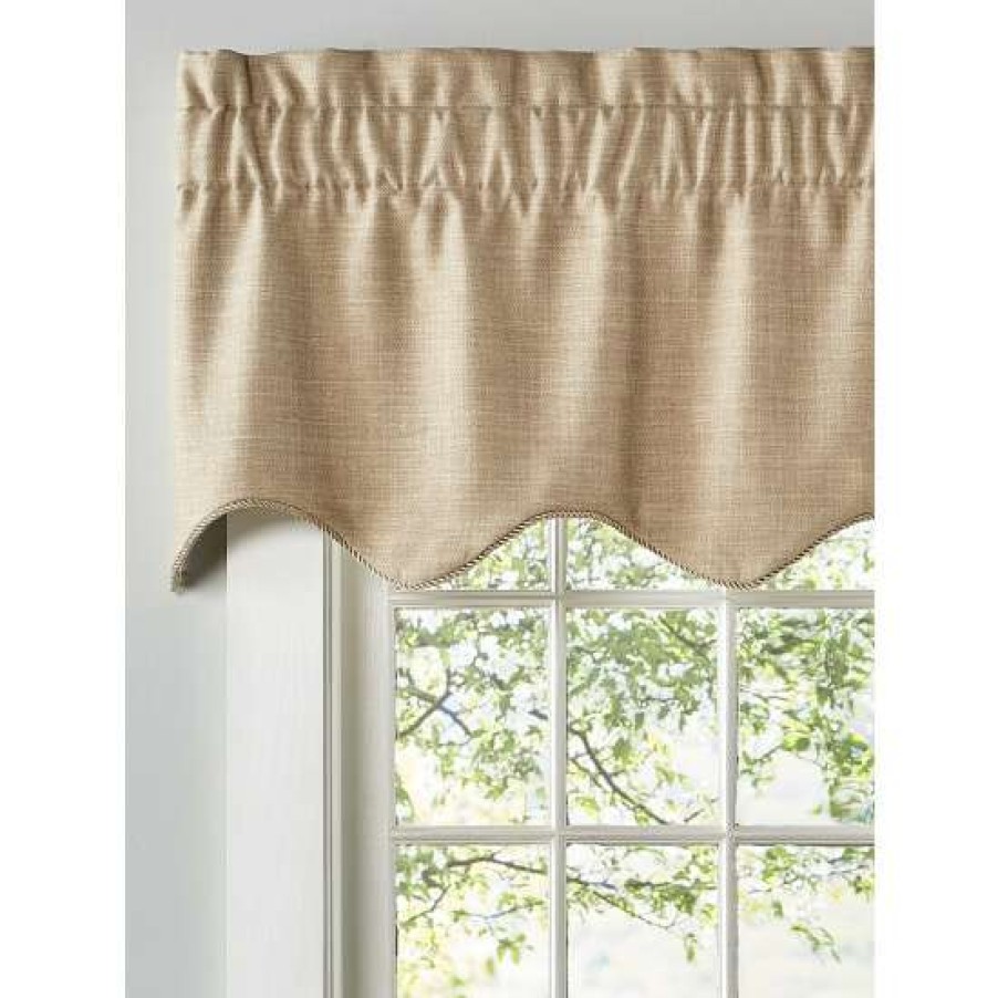 Valances * | Coupon Vermont Country Store Soft Tweed Lined Rod Pocket Scalloped Valance