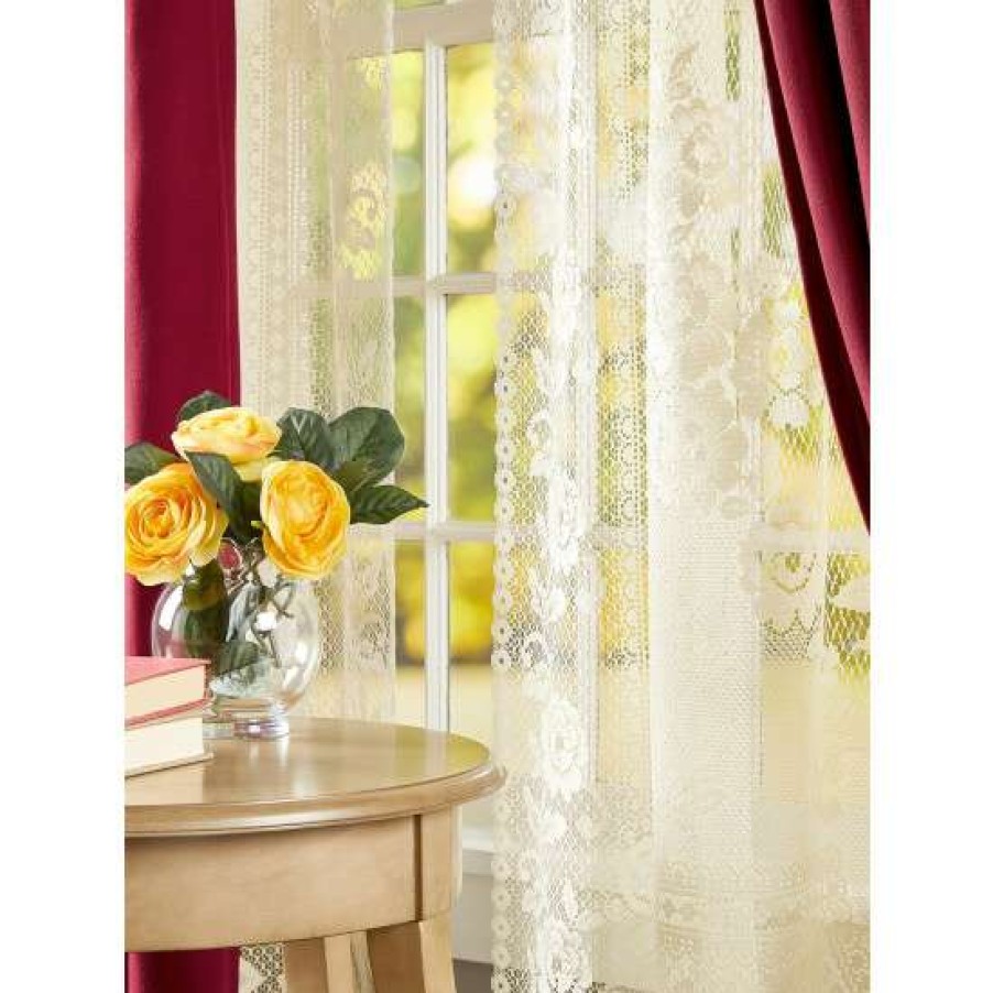 Curtains & Drapes * | Wholesale Vermont Country Store Garden Rose Lace Rod Pocket Panel