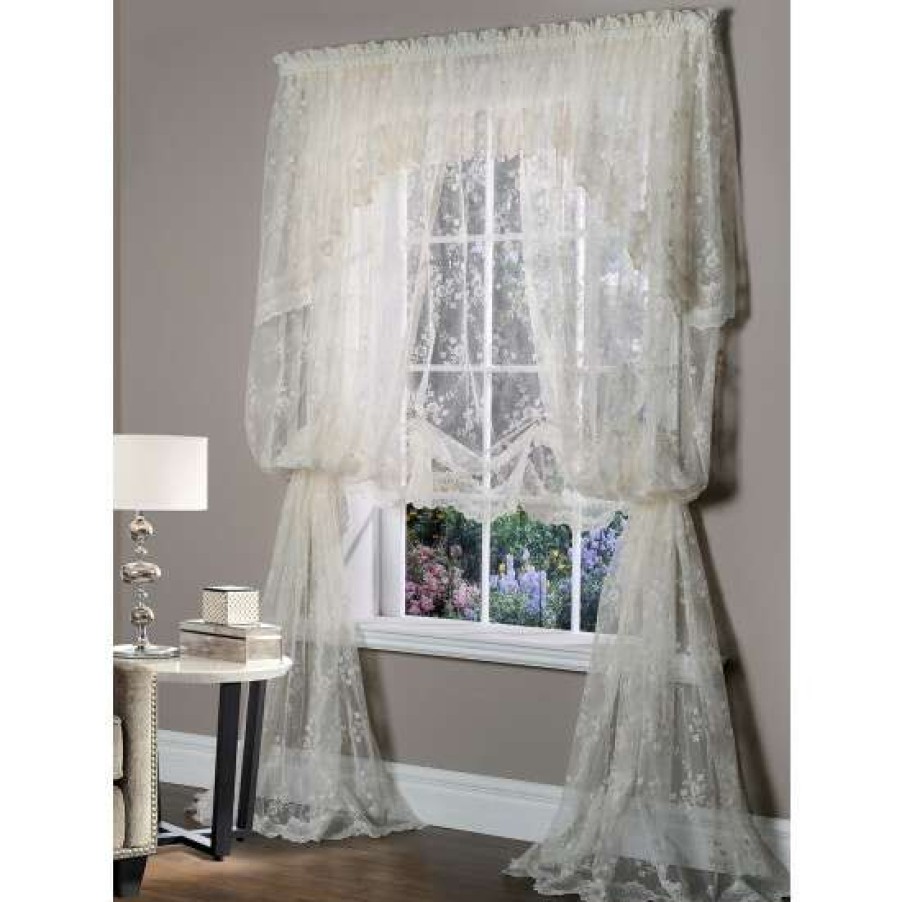 Valances * | Flash Sale Vermont Country Store Enchanted Gardens Lace Tailored Valance