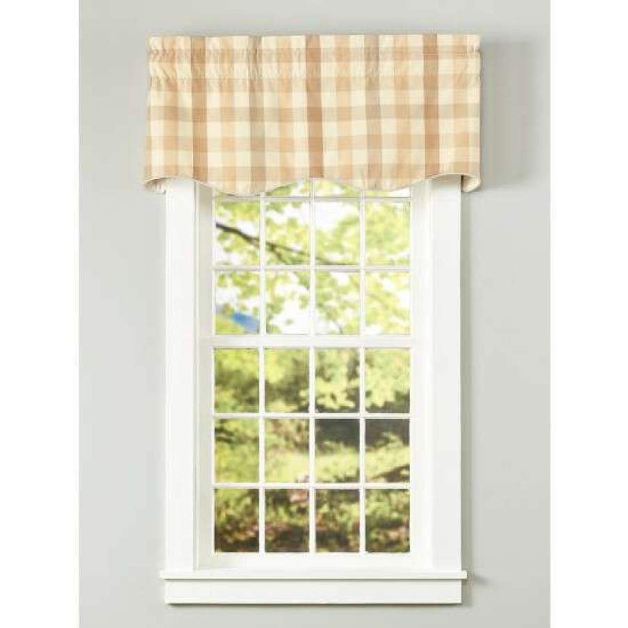 Valances * | New Vermont Country Store Moire Plaid Lined Rod Pocket Scalloped Valance