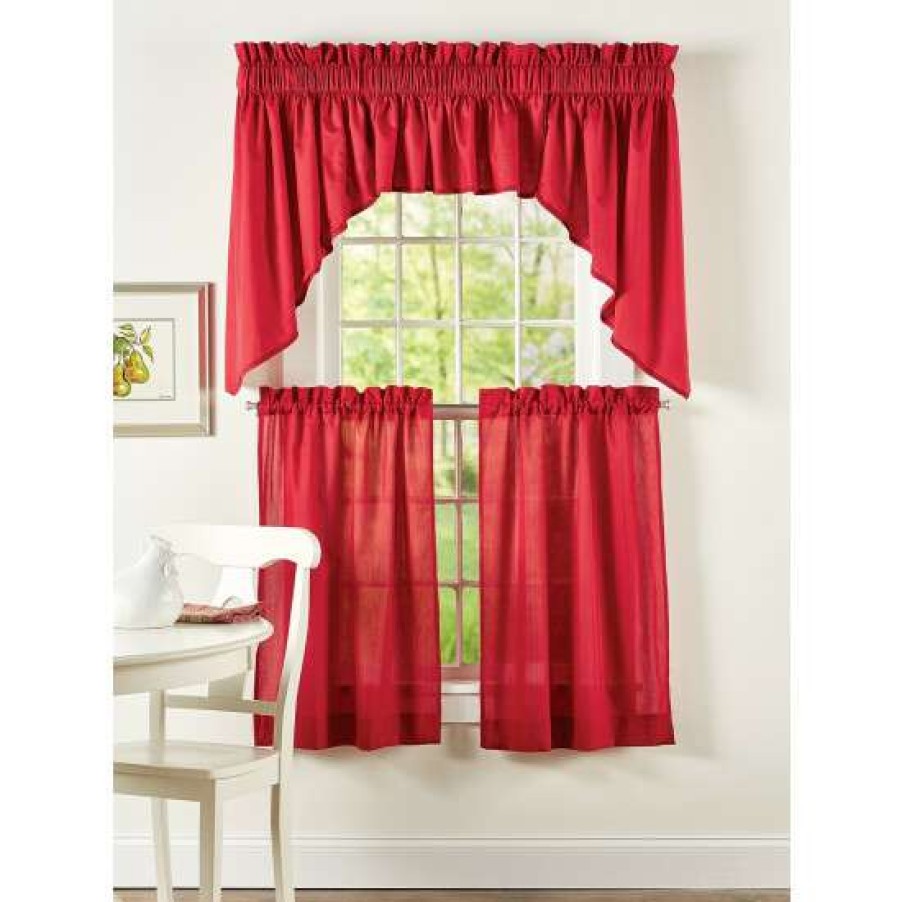 Valances * | Deals Vermont Country Store Carolyn'S Colorful Lined Rod Pocket 3-Piece Swag Set