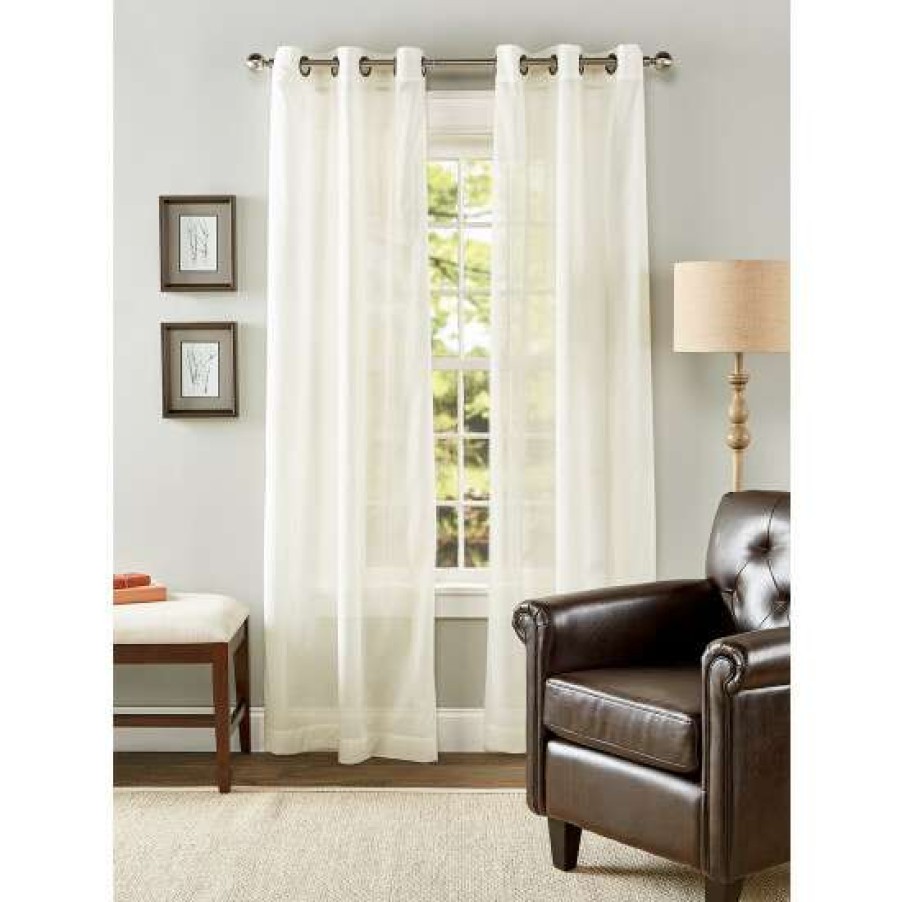 Curtains & Drapes * | Brand New Vermont Country Store Cotton Voile Semi-Sheer Grommet Top Curtains