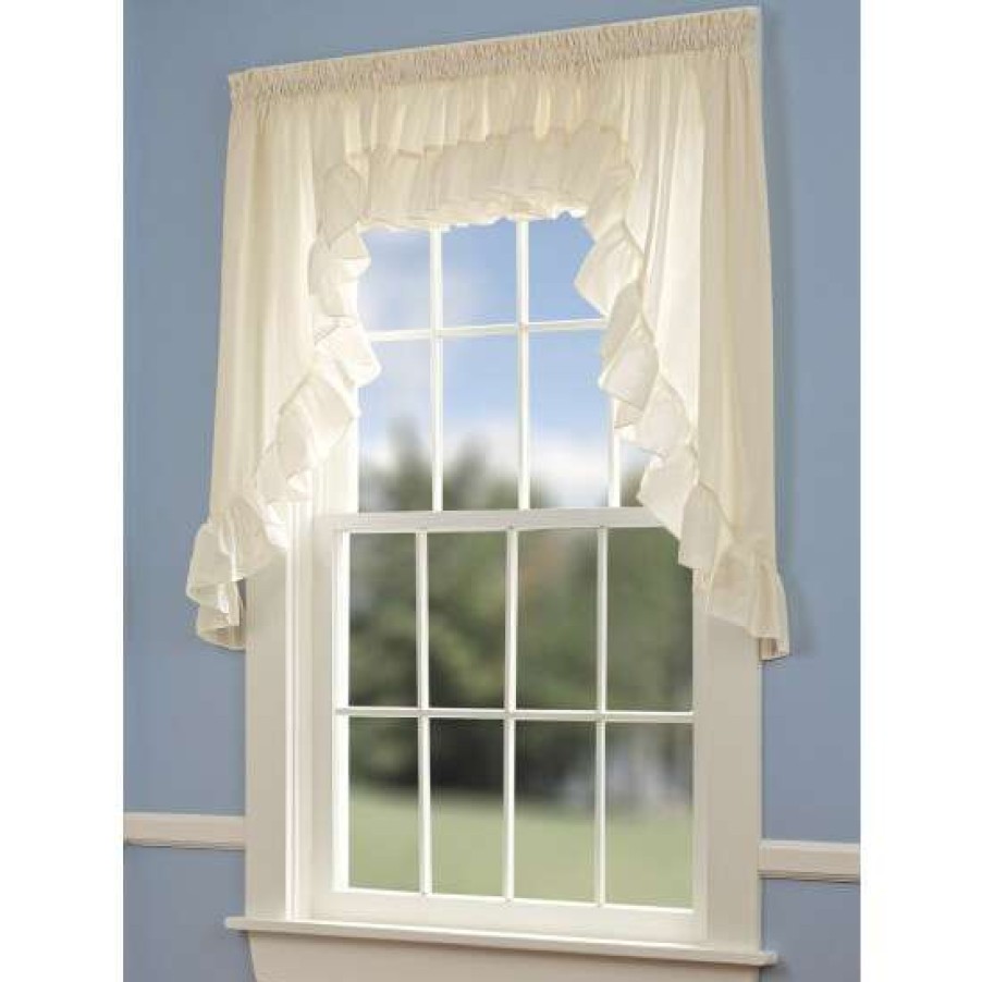 Valances * | Buy Vermont Country Store Wide Ruffles Rod Pocket Swag Pair