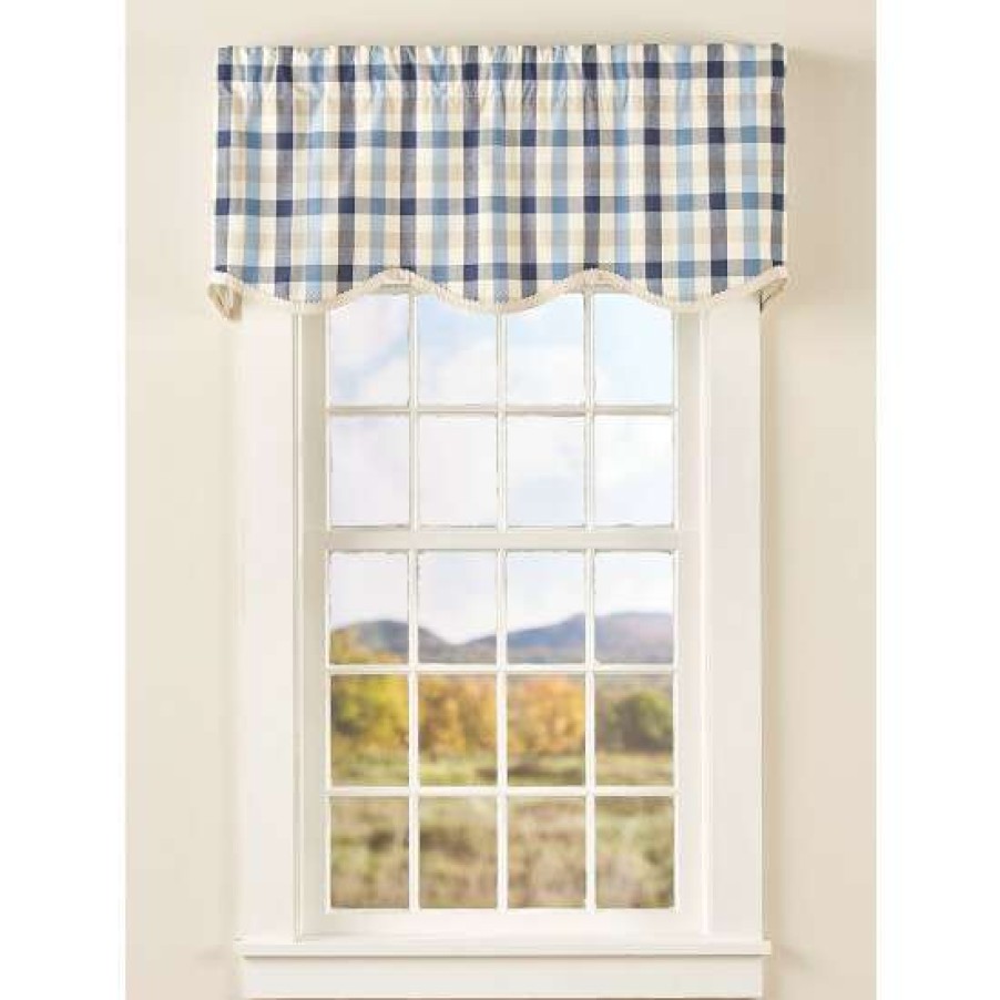 Valances * | New Vermont Country Store Homestead Check Lined Scalloped Valance