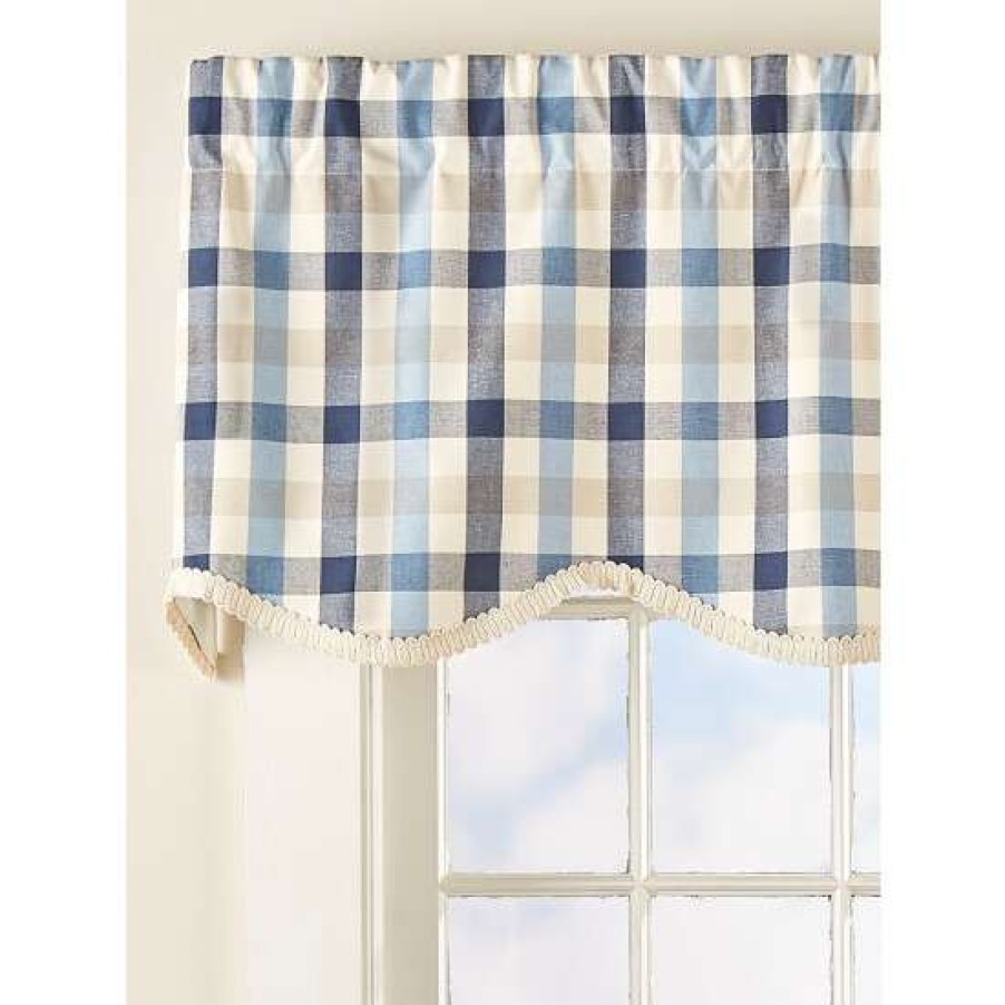 Valances * | New Vermont Country Store Homestead Check Lined Scalloped Valance