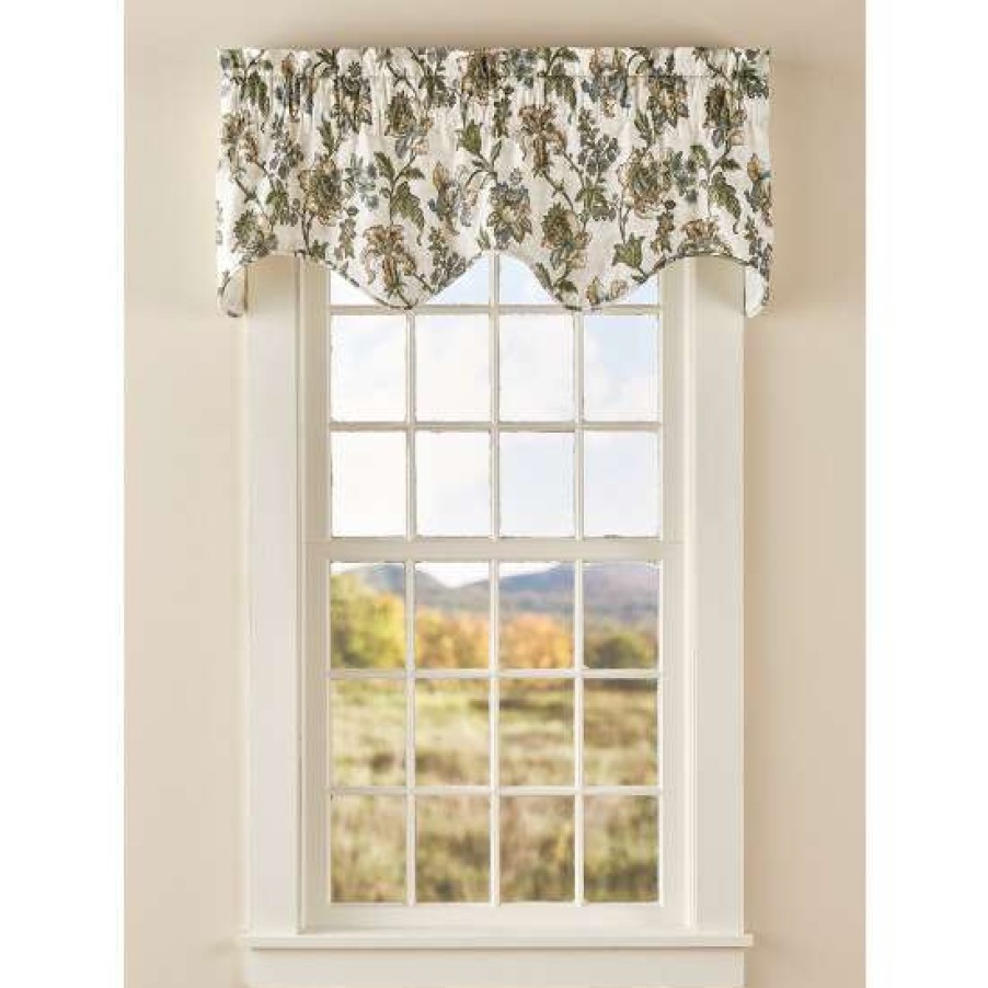 Valances * | Discount Vermont Country Store Jacobean Garden Rod Pocket Scalloped Valance