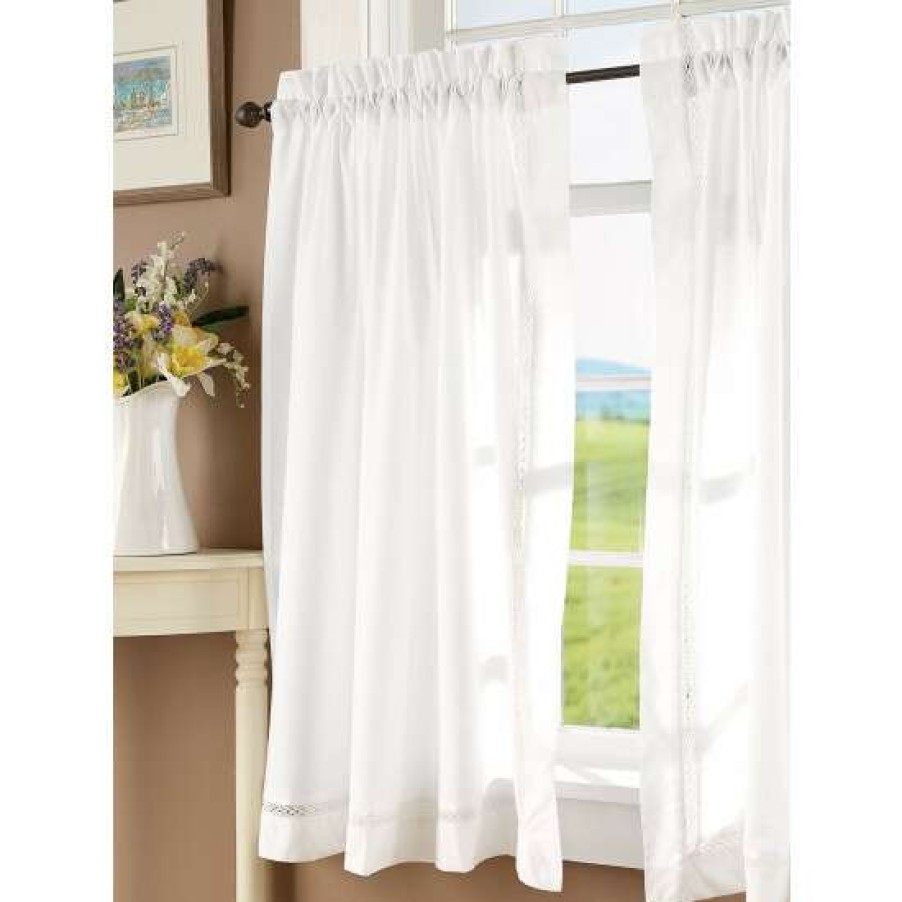 Curtains & Drapes * | Cheapest Vermont Country Store Diamond Band Rod Pocket Tiers