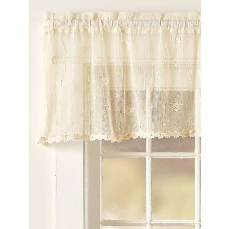 Valances * | Best Sale Vermont Country Store Honeybee Lace Rod Pocket Valance With Trim