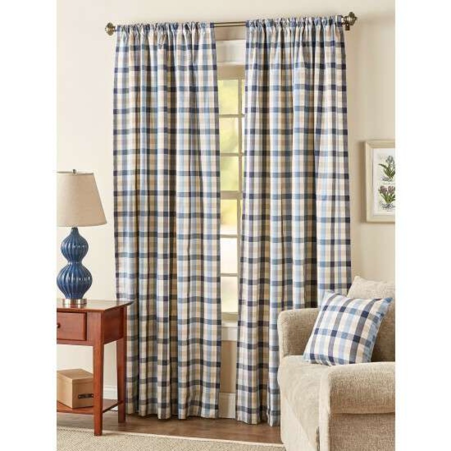 Curtains & Drapes * | Brand New Vermont Country Store Homestead Check Lined Rod Pocket Curtains