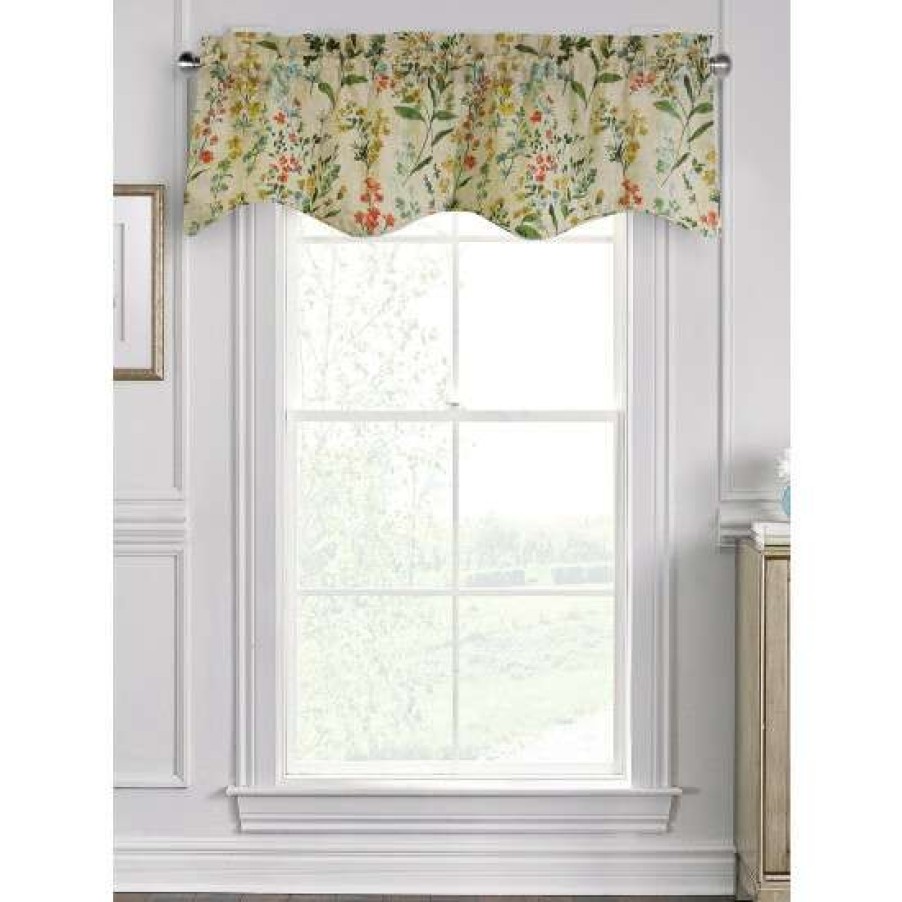 Valances * | New Vermont Country Store Cottage Garden Lined Rod Pocket Scalloped Valance