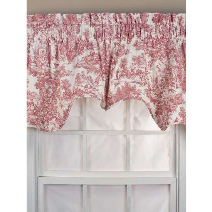 Valances * | Best Pirce Vermont Country Store Essex Toile Lined Rod Pocket Empress Swag Pair