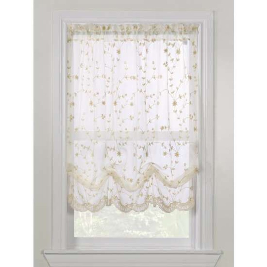 Valances * | Cheapest Vermont Country Store Embroidered Scalloped Rod Pocket Balloon Panel