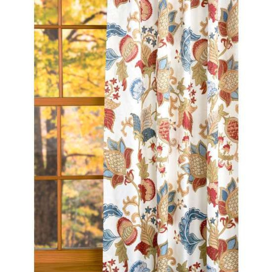 Curtains & Drapes * | Discount Vermont Country Store Dorset Garden Insulated 96 Inch Pinch Pleat Curtains Red Floral