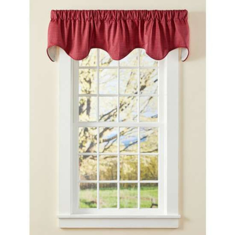 Valances * | Brand New Vermont Country Store Solid Cotton Duck Lined Rod Pocket Scalloped Valance