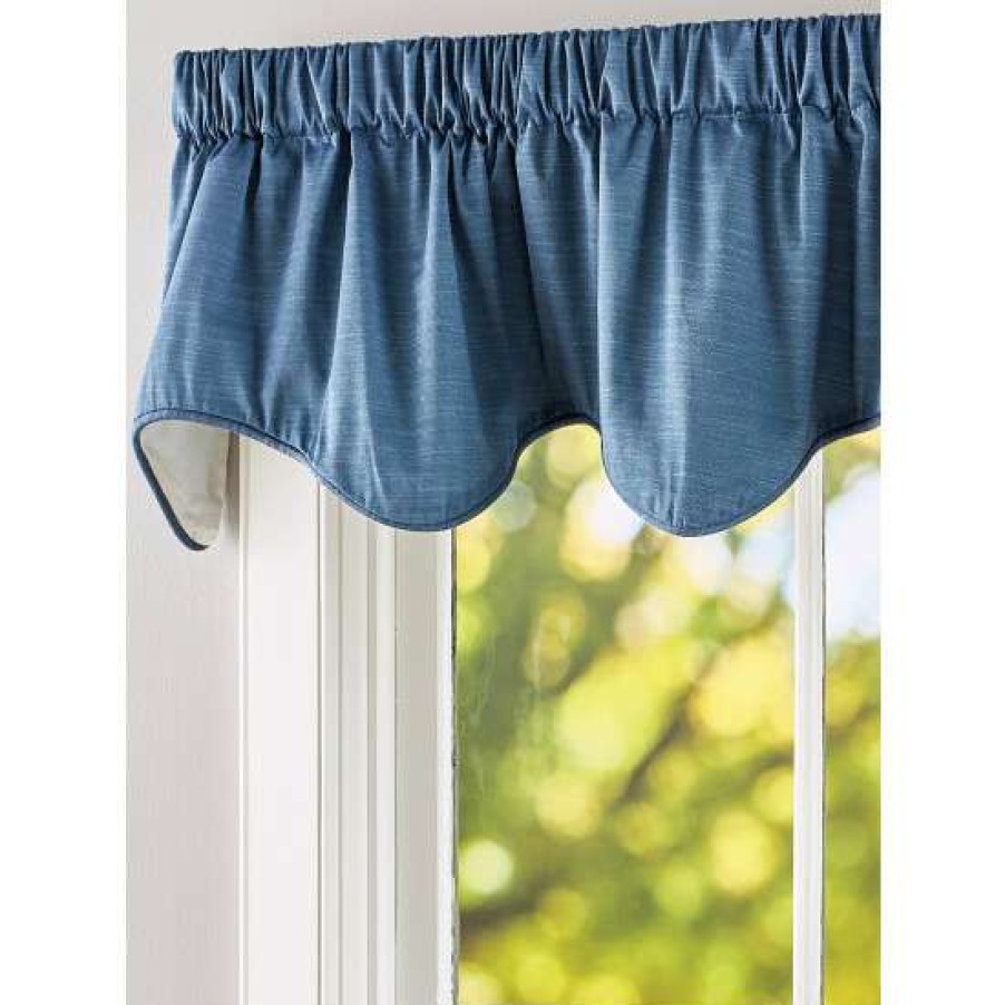 Valances * | Brand New Vermont Country Store Solid Cotton Duck Lined Rod Pocket Scalloped Valance