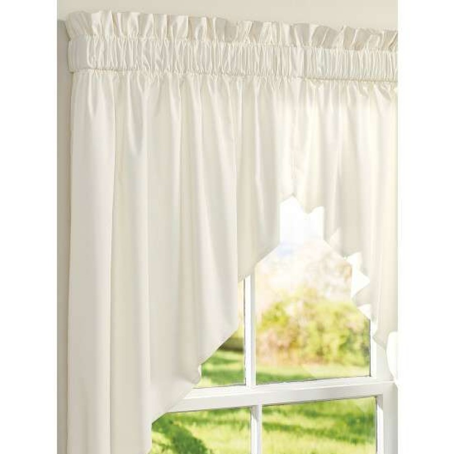 Valances * | Discount Vermont Country Store Jane'S Plain And Simple Rod Pocket Tailored Swag Pair