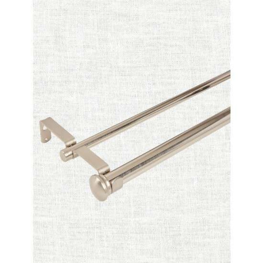 Curtain Rods & Accessories * | Coupon Vermont Country Store Flat Finial Double Curtain Rod, 1 Inch And 5/8 Inch Brushed Nickel