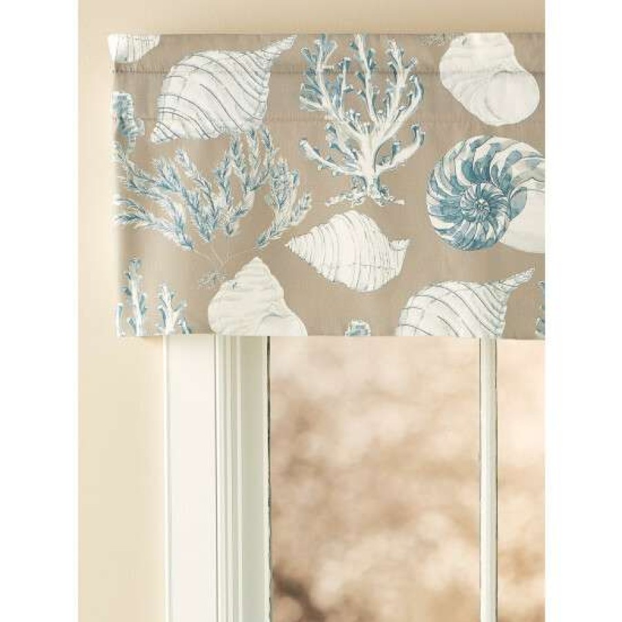 Valances * | Coupon Vermont Country Store Seascape Toile Lined Rod Pocket Tailored Valance