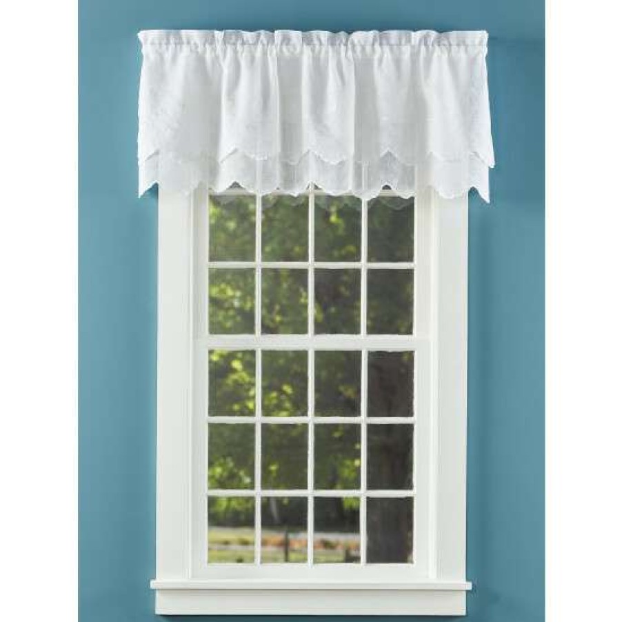 Valances * | Cheapest Vermont Country Store Hathaway Sheers Rod Pocket Double-Scalloped Valance