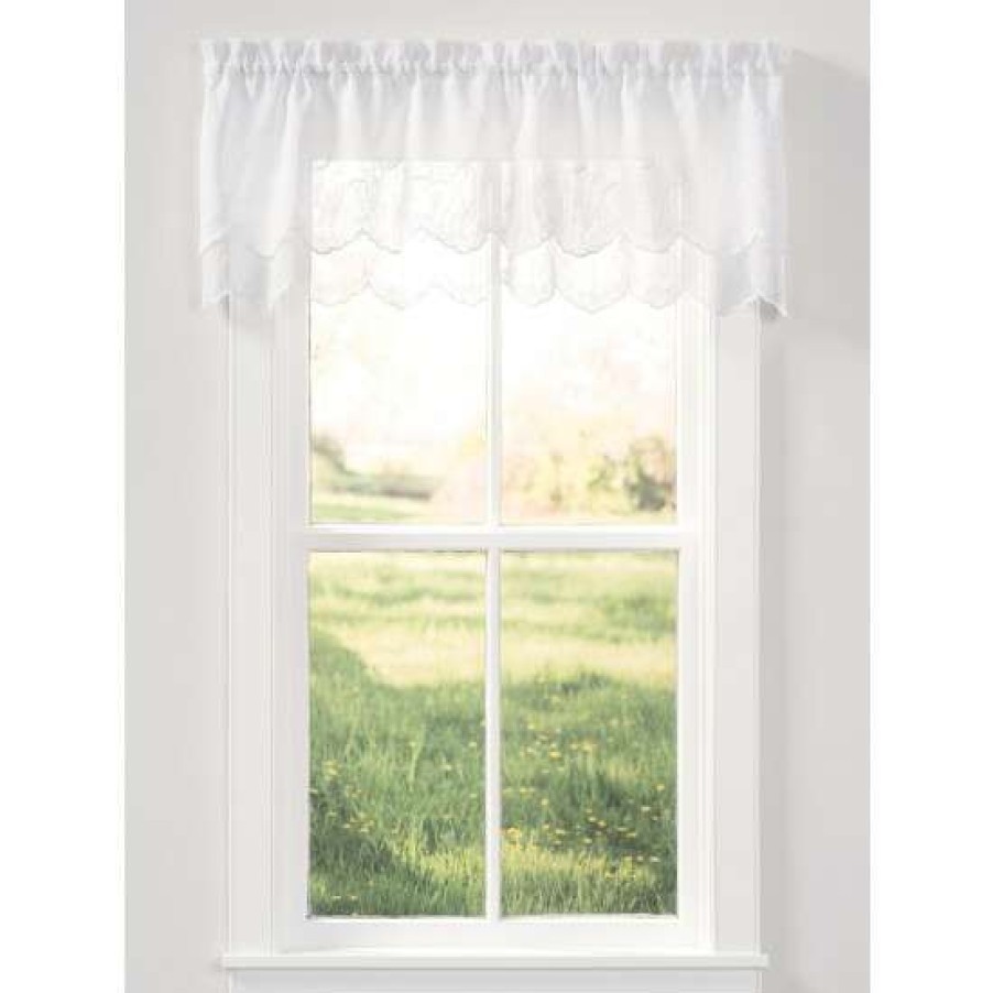 Valances * | Cheapest Vermont Country Store Hathaway Sheers Rod Pocket Double-Scalloped Valance