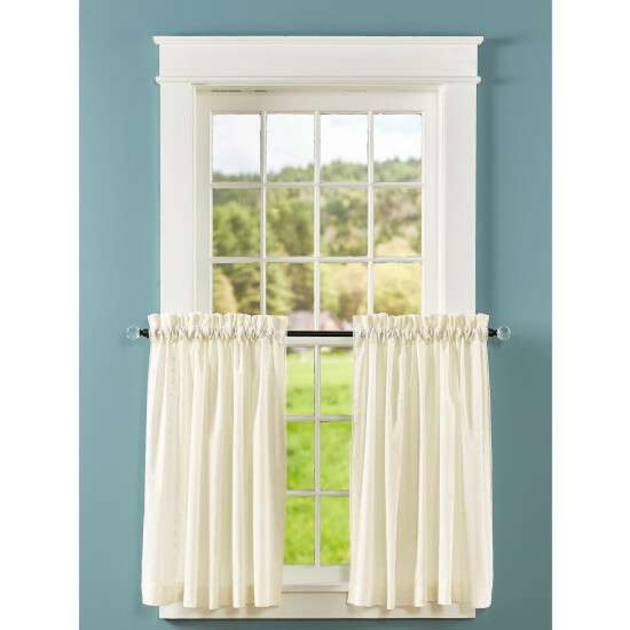 Curtains & Drapes * | Budget Vermont Country Store Swiss Dot Semi-Sheer Rod Pocket Tiers