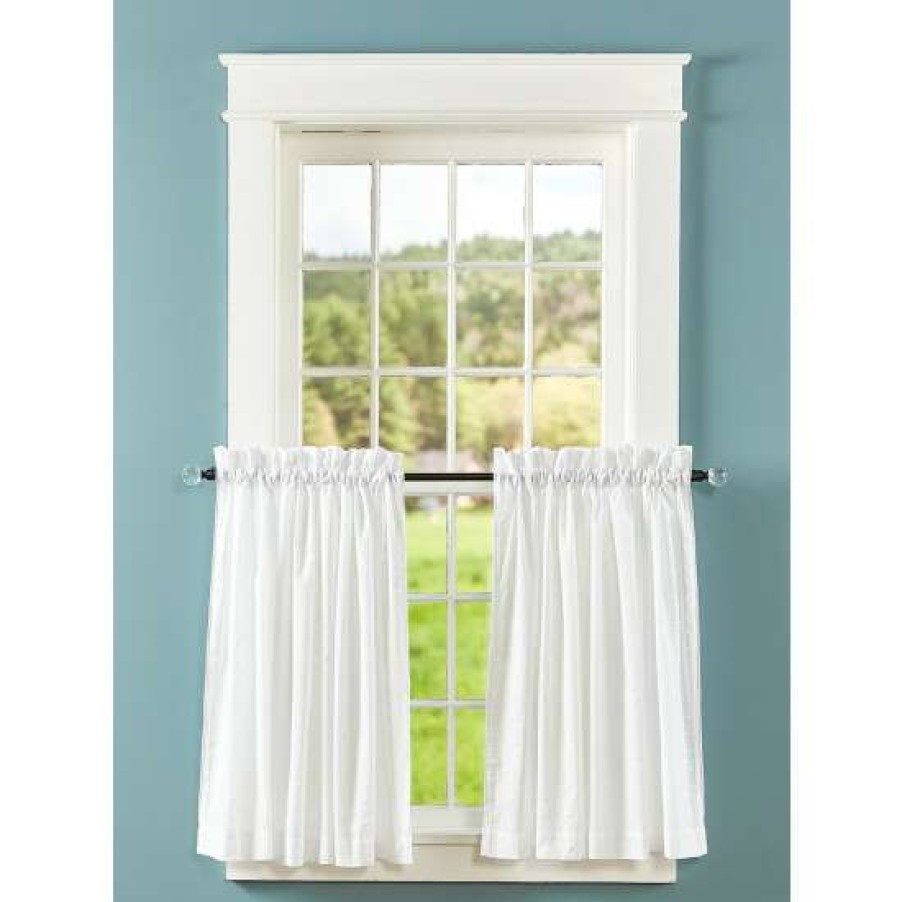 Curtains & Drapes * | Budget Vermont Country Store Swiss Dot Semi-Sheer Rod Pocket Tiers