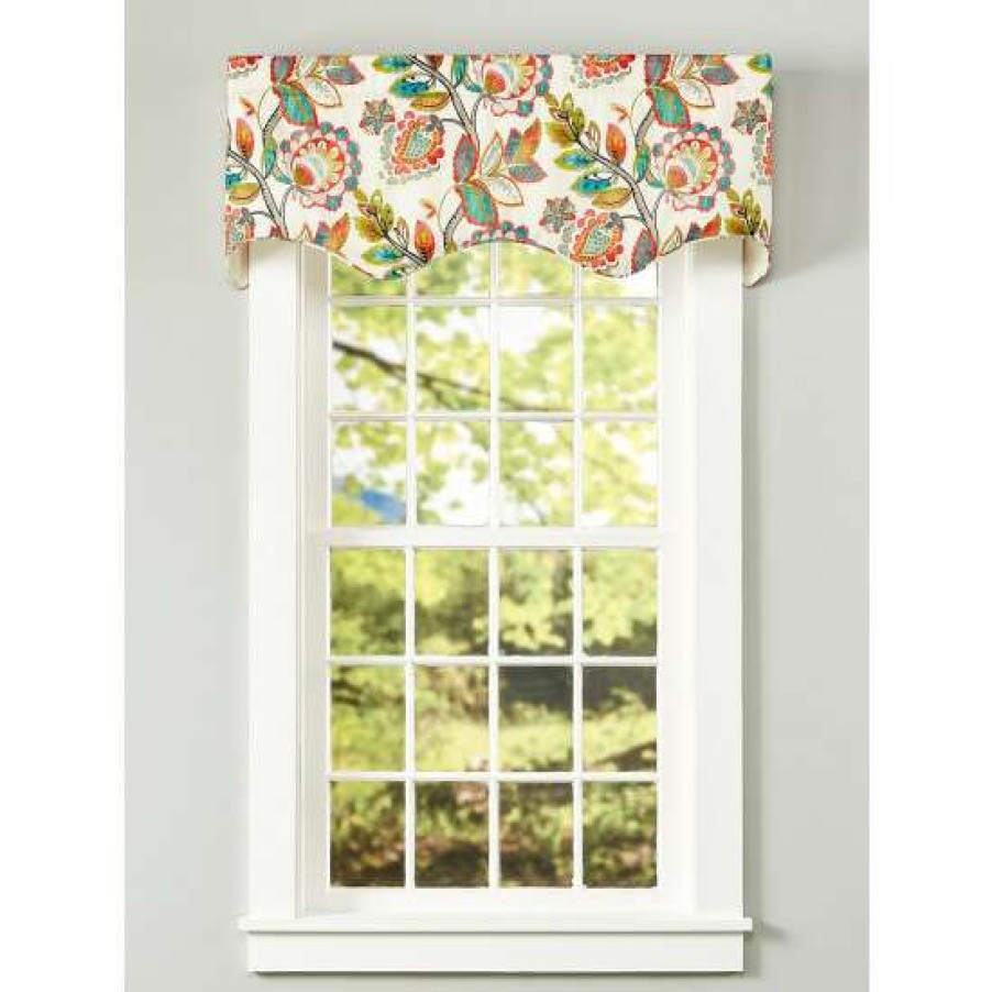 Valances * | Hot Sale Vermont Country Store Somerset Garden Lined Rod Pocket Scalloped Valance