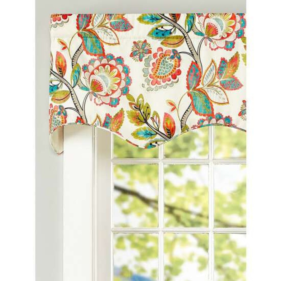 Valances * | Hot Sale Vermont Country Store Somerset Garden Lined Rod Pocket Scalloped Valance