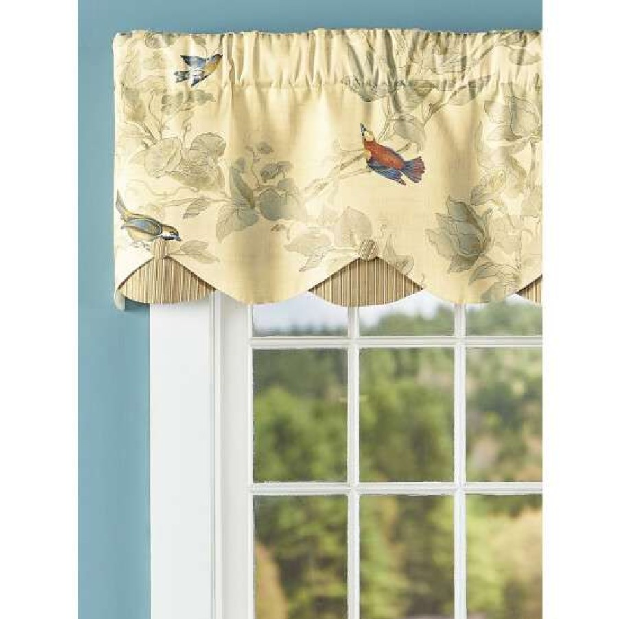 Valances * | New Vermont Country Store Aviary Rod Pocket Layered Scalloped Valance