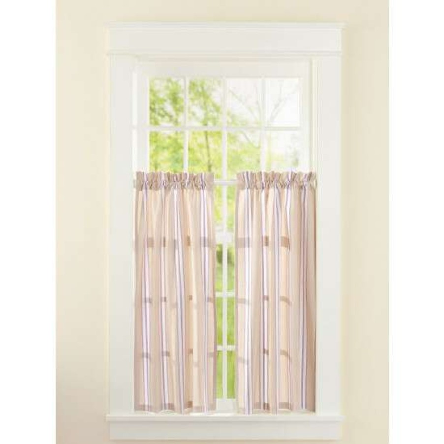 Curtains & Drapes * | Coupon Vermont Country Store French Ticking Rod Pocket Tiers