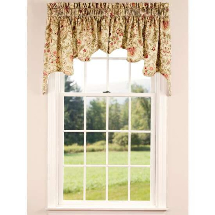 Valances * | Buy Vermont Country Store Hatfield Floral Lined Rod Pocket Princess Swag Pair