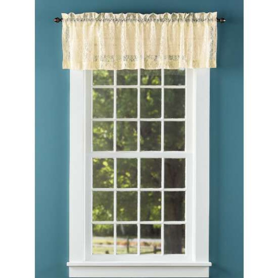 Valances * | Discount Vermont Country Store Endless Lace Rod Pocket Tailored Valance