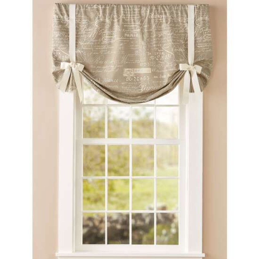 Valances * | Brand New Vermont Country Store Parisian Note Lined Rod Pocket Tie-Up Valance