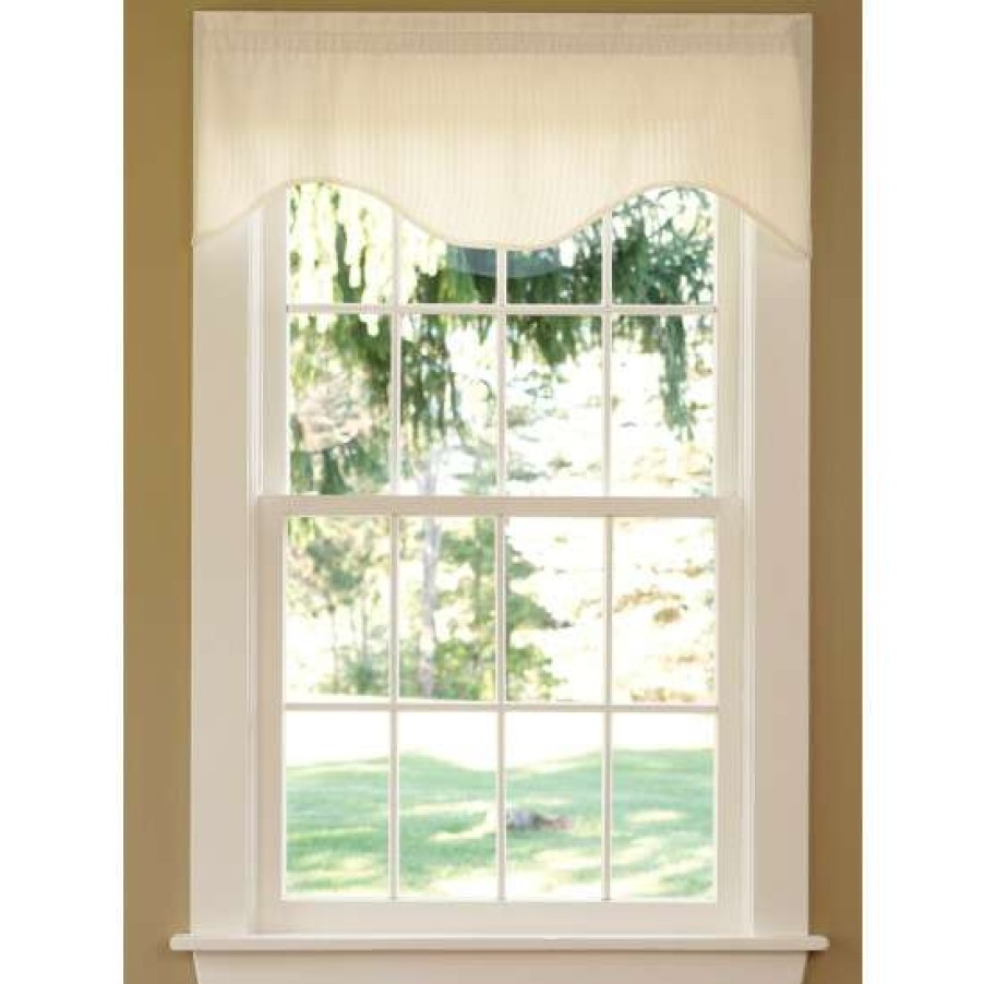 Valances * | Top 10 Vermont Country Store Striped Semi-Sheer Rod Pocket Scalloped Valance