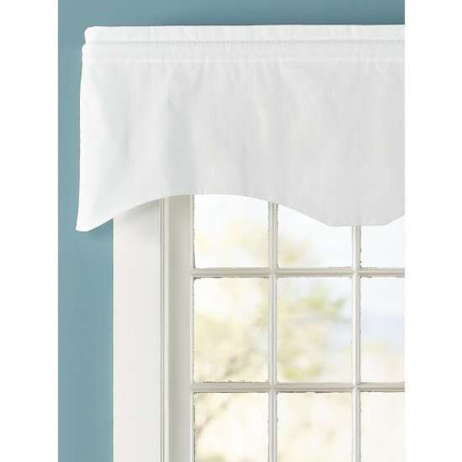 Valances * | Top 10 Vermont Country Store Striped Semi-Sheer Rod Pocket Scalloped Valance