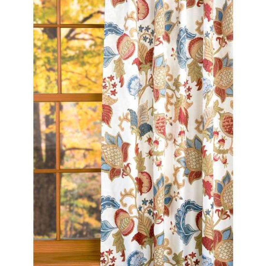 Curtains & Drapes * | Flash Sale Vermont Country Store Dorset Garden Insulated 144 Inch Pinch Pleat Curtains Red Floral