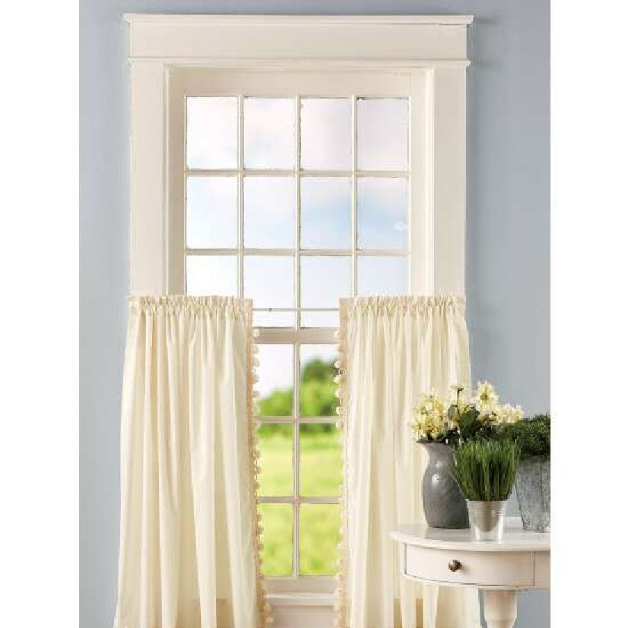 Curtains & Drapes * | Wholesale Vermont Country Store Classic Ball Fringe Rod Pocket Tiers