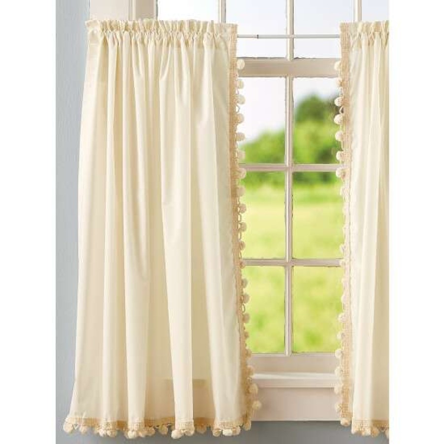 Curtains & Drapes * | Wholesale Vermont Country Store Classic Ball Fringe Rod Pocket Tiers