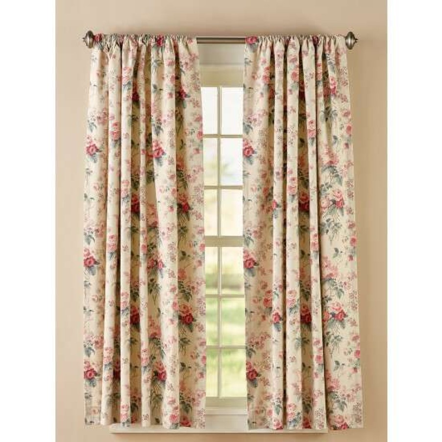 Curtains & Drapes * | Outlet Vermont Country Store Abbey Rose Lined Rod Pocket Curtains Rosewood