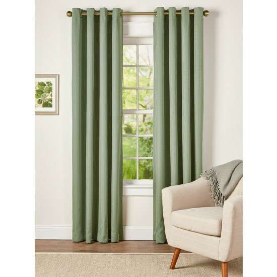 Curtains & Drapes * | Cheap Vermont Country Store Hudson Dot Room-Darkening Grommet Top Long Curtains