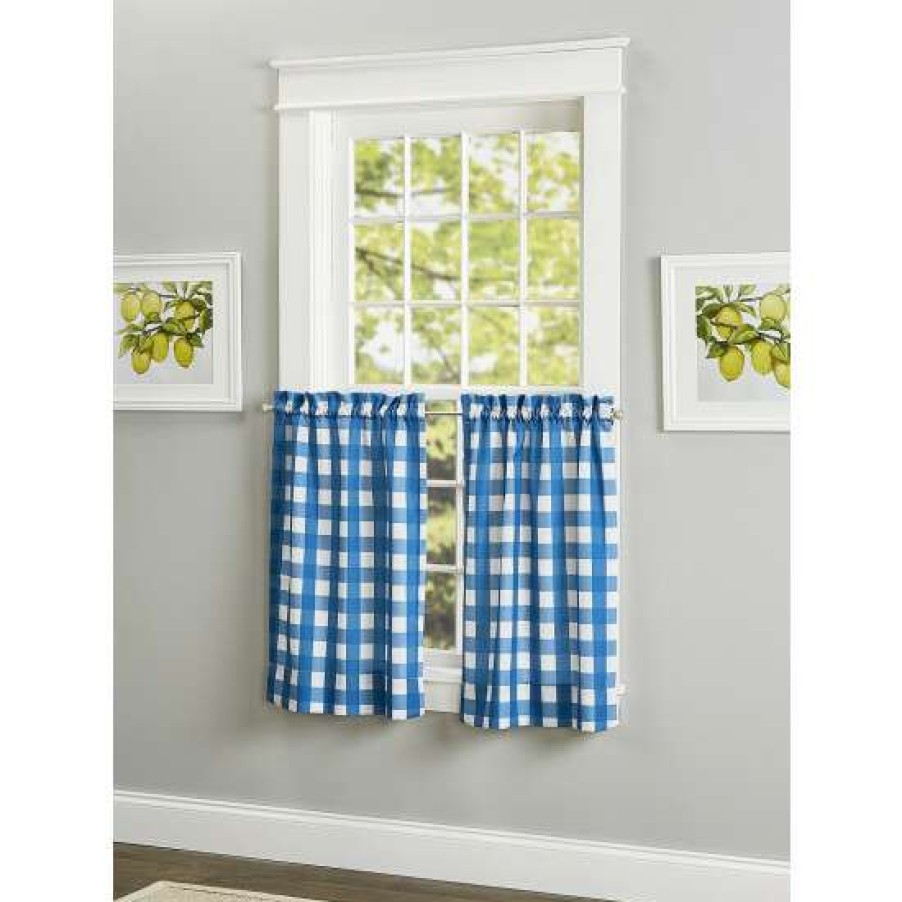 Curtains & Drapes * | Cheap Vermont Country Store Classic Check Rod Pocket Tiers