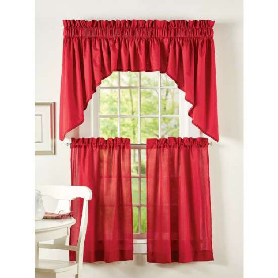 Valances * | Cheapest Vermont Country Store Carolyn'S Colorful Rod Pocket Ruffled Swag Pair