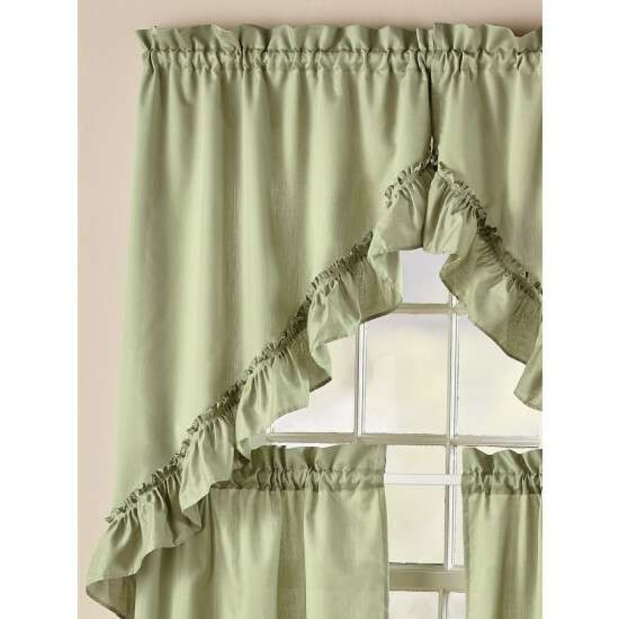 Valances * | Cheapest Vermont Country Store Carolyn'S Colorful Rod Pocket Ruffled Swag Pair